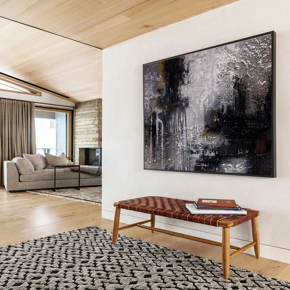 Monumental Geometric Abstract Art - Hand-Painted Resin for Co-Working Spaces