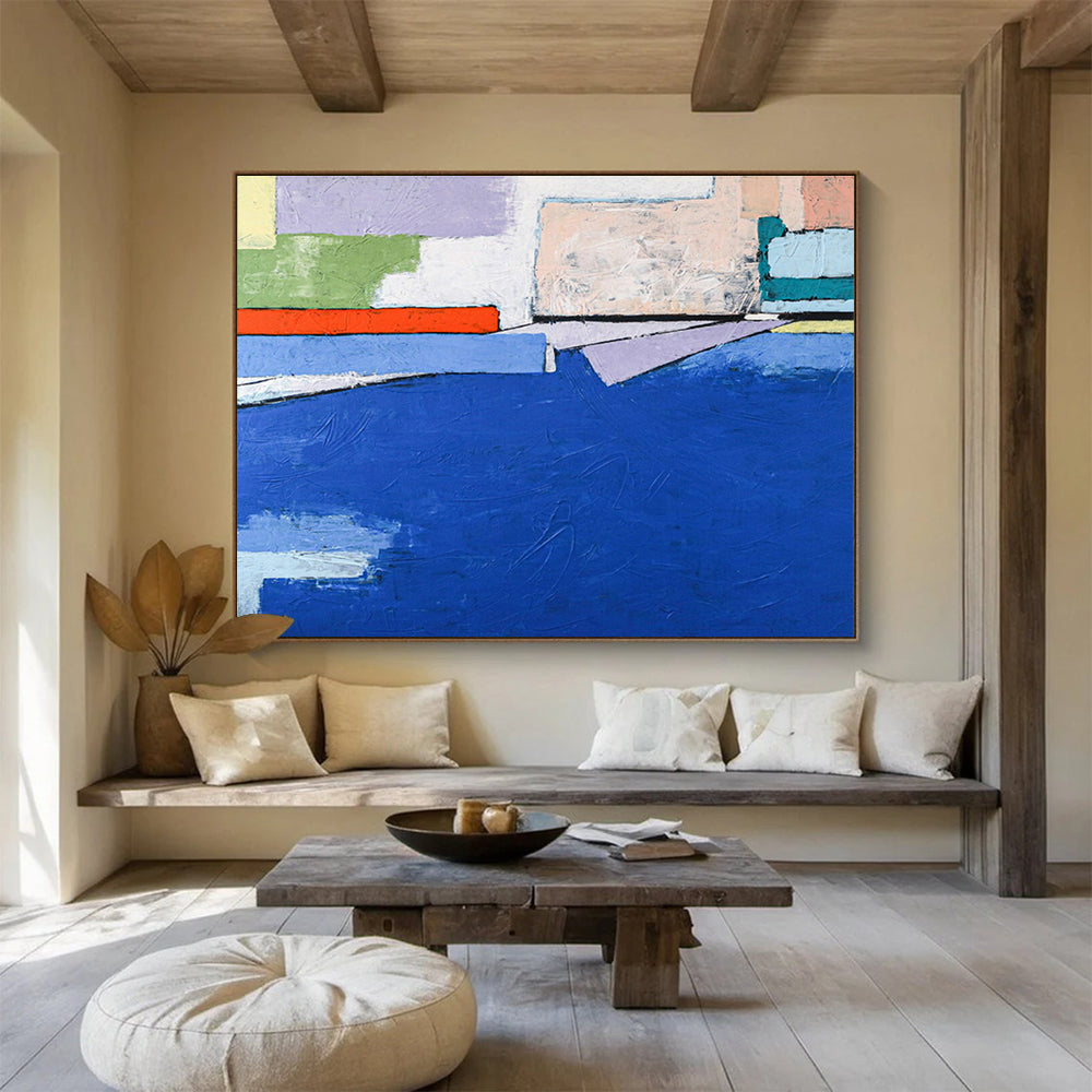 Custom-Made Giant Abstract Hand Painting for Subterranean Aquaponics Farm Control Room DLZ2959