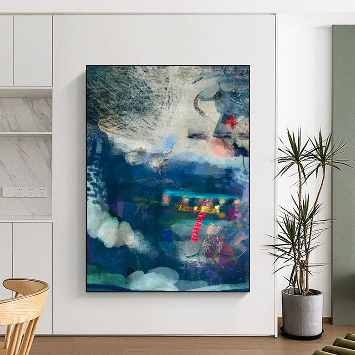 Large Custom Hand-Painted Abstract Art - Inspiring Interior for Creative Studios  DLZ0155