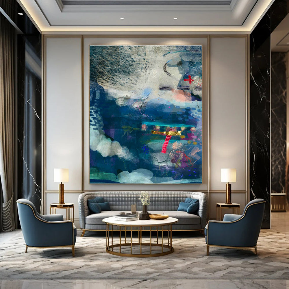 Large Custom Hand-Painted Abstract Art - Inspiring Interior for Creative Studios  DLZ0155