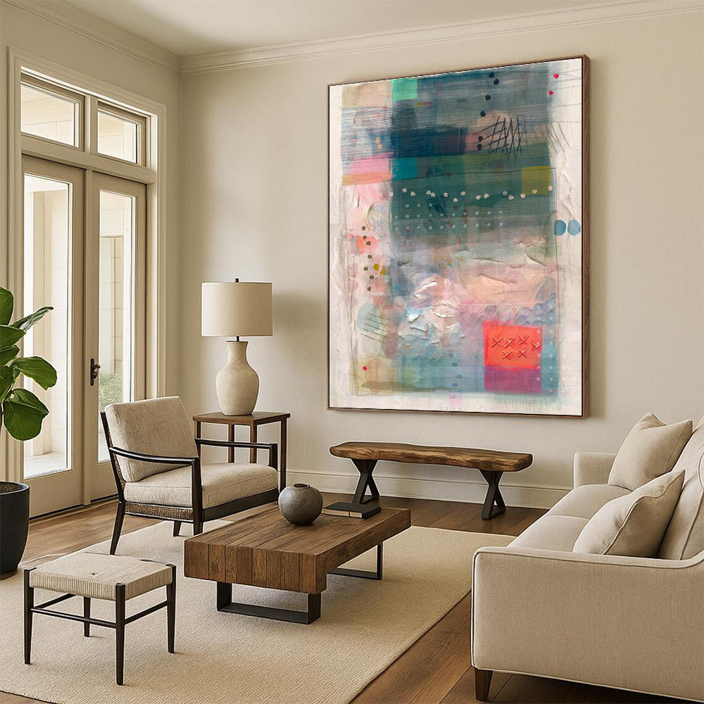 Oversized Custom Hand-Painted Abstract Canvas - Stunning Centerpiece for Art Galleries  DLZ0156