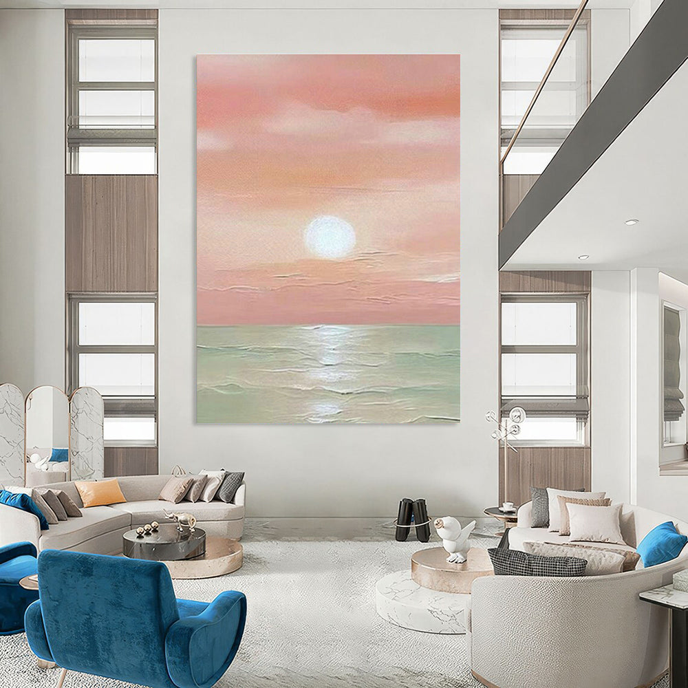 Grandiose Custom Hand-Painted Abstract Canvas - Elegant Grandeur for Royal Banquet Halls  DLZ0280