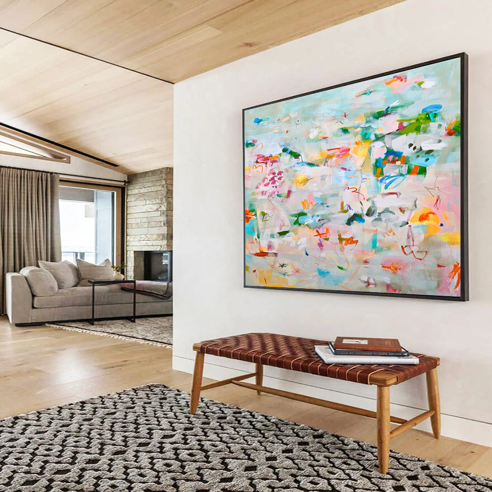 Industrial Pipe Frame Custom Hand-Painted Abstract Art for Lofts and Industrial Spaces