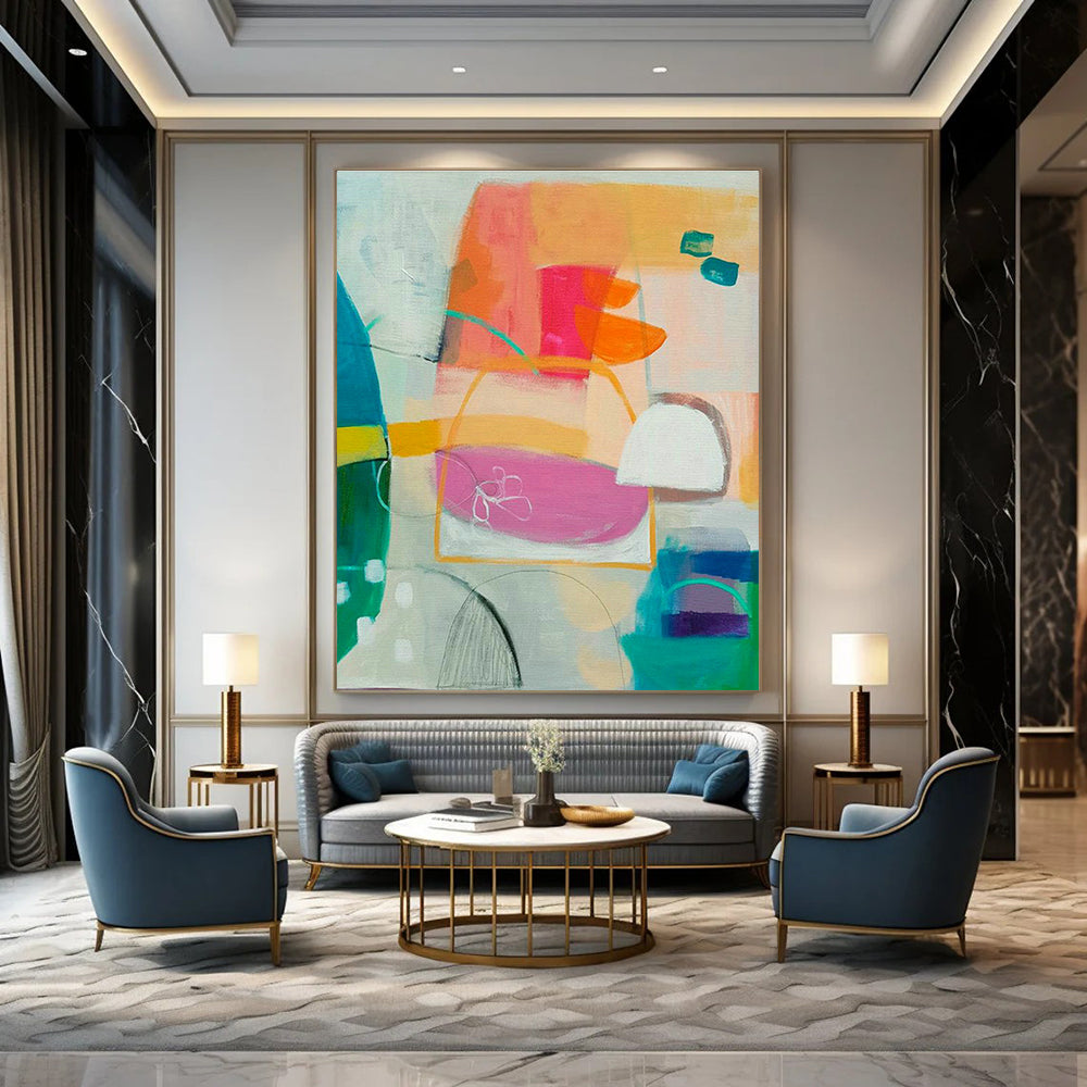 Large-Scale Custom Hand-Painted Abstract Painting - Personalized Art Decoration for Apartments  DLZ0138