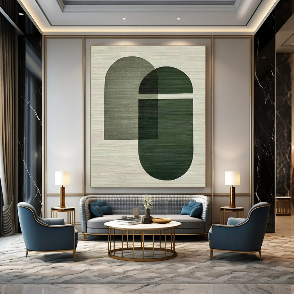Large Custom Hand-Painted Abstract Canvas - Artistic Tranquility for Japanese Tea Gardens  DLZ0258