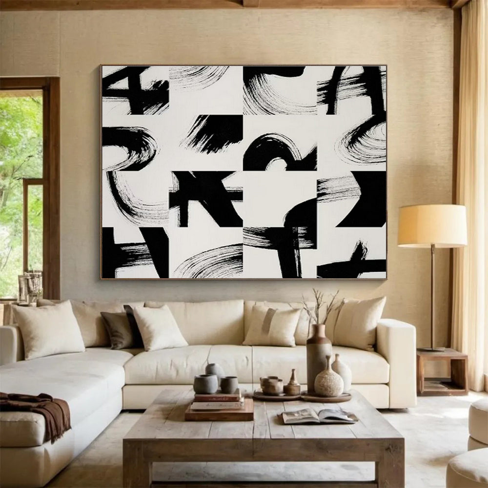 Custom Giant Abstract Hand Painting for Carbon Capture and Storage Site Control Center DLZ2831