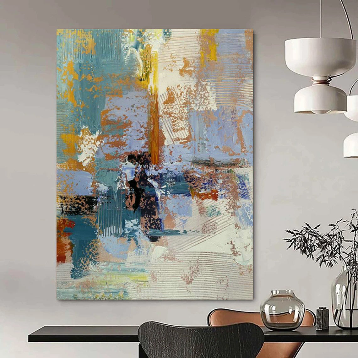Large Custom Hand-Painted Abstract Canvas - Artistic Harmony for Yoga and Meditation Retreats  DLZ0348