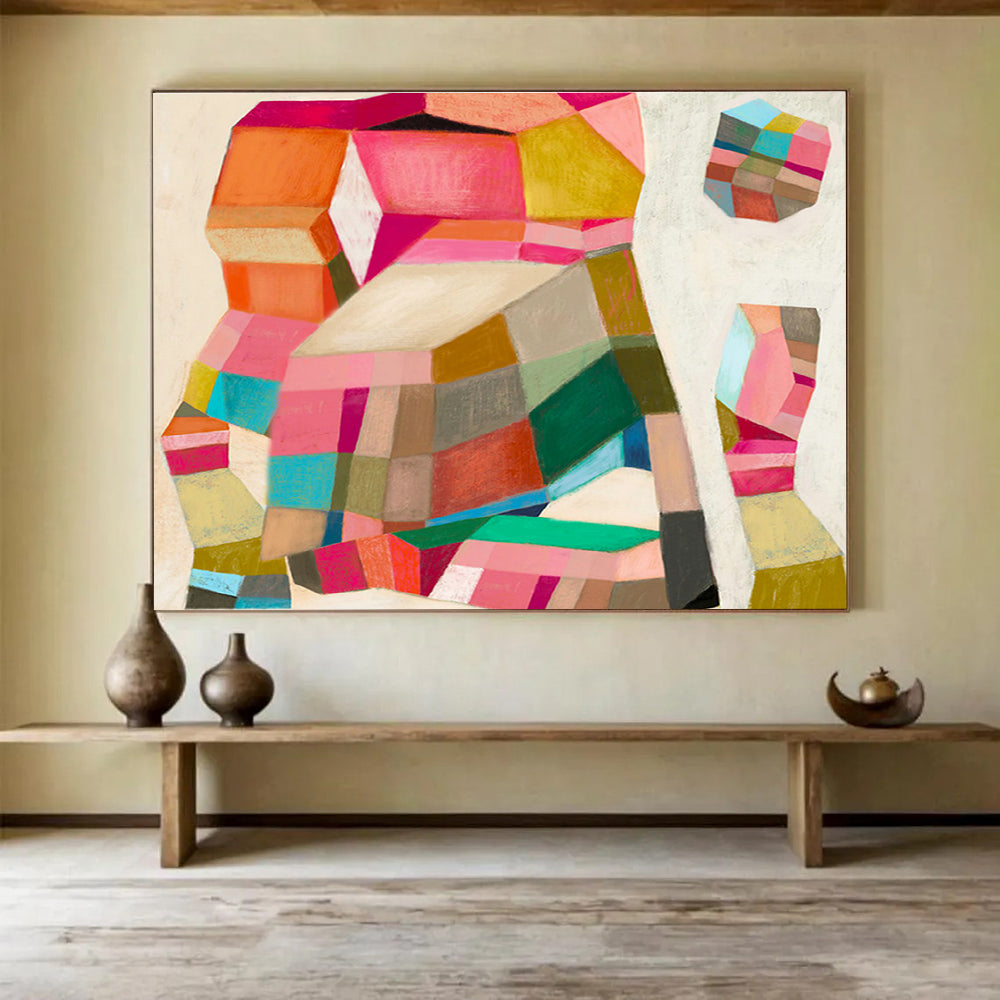 Reclaimed Wood Custom Hand-Painted Abstract for Eco-Friendly Spaces