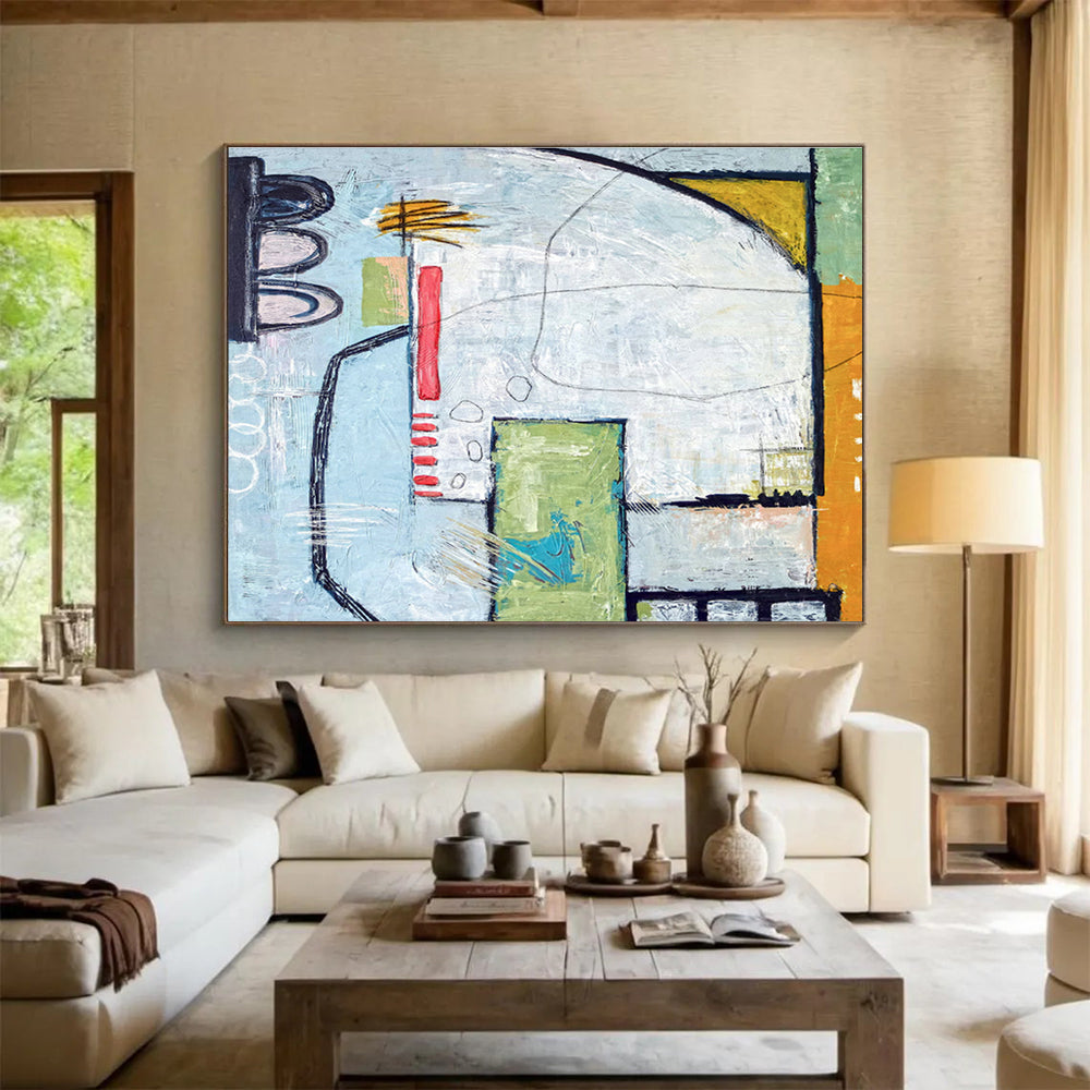 Oversized Custom Abstract Hand Painting for Subterranean Wine Cellar Tasting Room DLZ2926