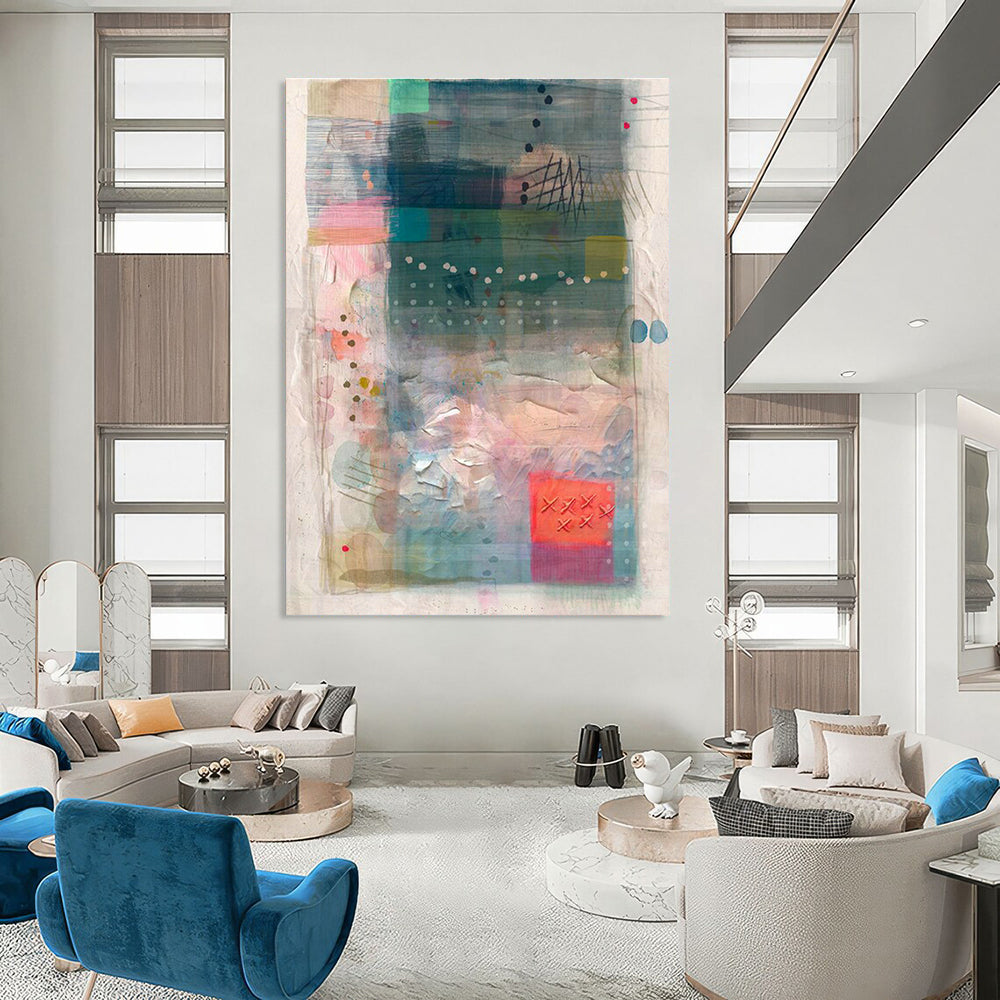 Oversized Custom Hand-Painted Abstract Canvas - Stunning Centerpiece for Art Galleries  DLZ0156