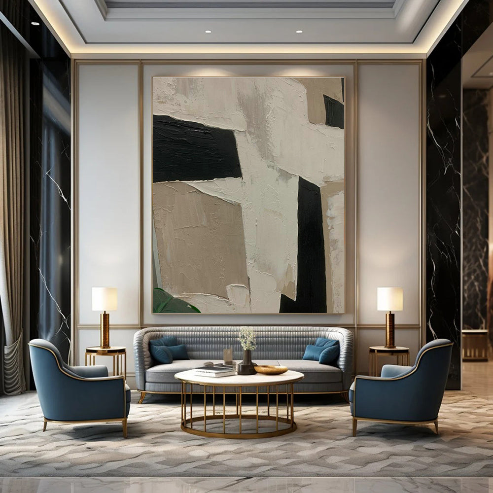 Vast Large-Scale Custom Hand-Painted Abstract Painting - Relaxing Vibe for Wellness Resorts’ Lobbies  DLZ0189