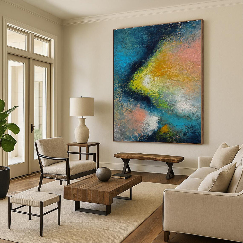 Extra Wide Custom Hand-Painted Abstract Canvas for Traditional Japanese Tea Ceremony Rooms  DLZ0057