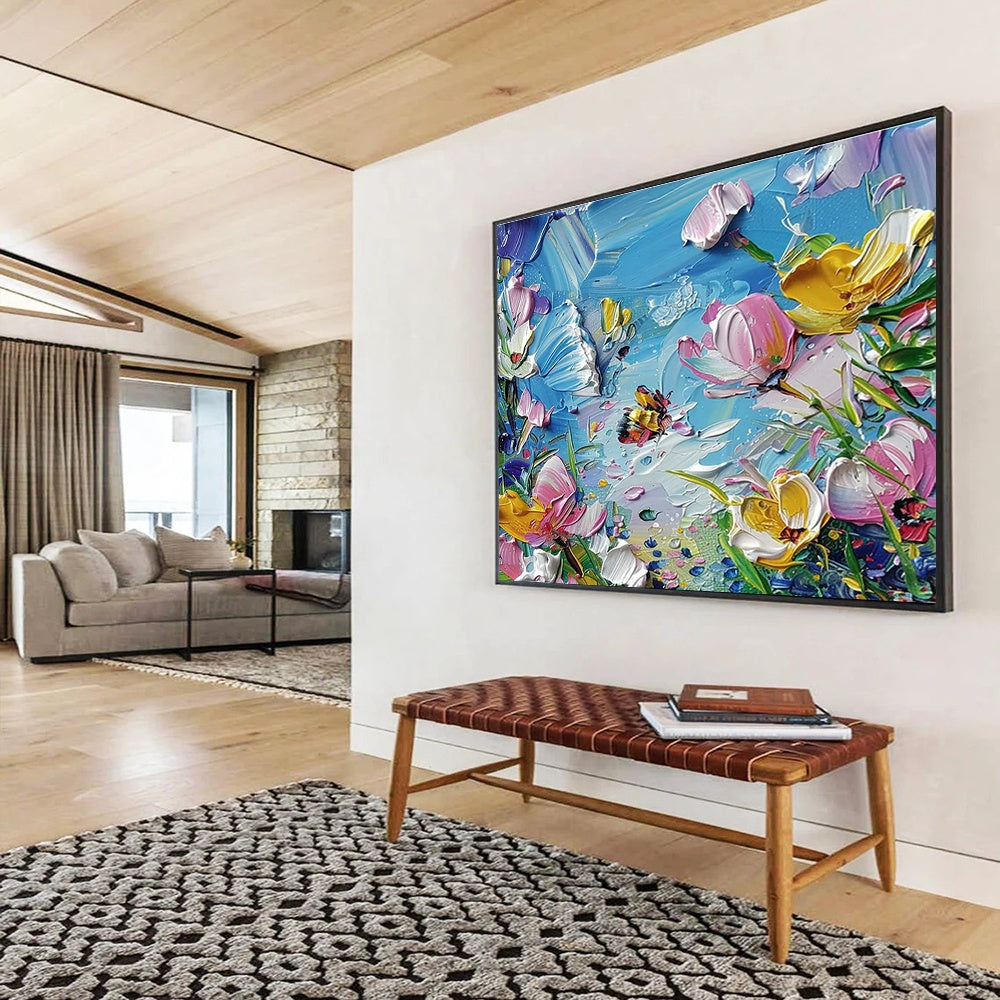 Oversized Custom Abstract Hand Painting for Arctic Freshwater River Food Web Dynamics and Trophic Interactions Research Station DLZ3218