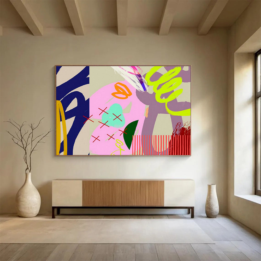 Customizable Vertical Smart City Command Center Giant Abstract Hand Painting DLZ2584