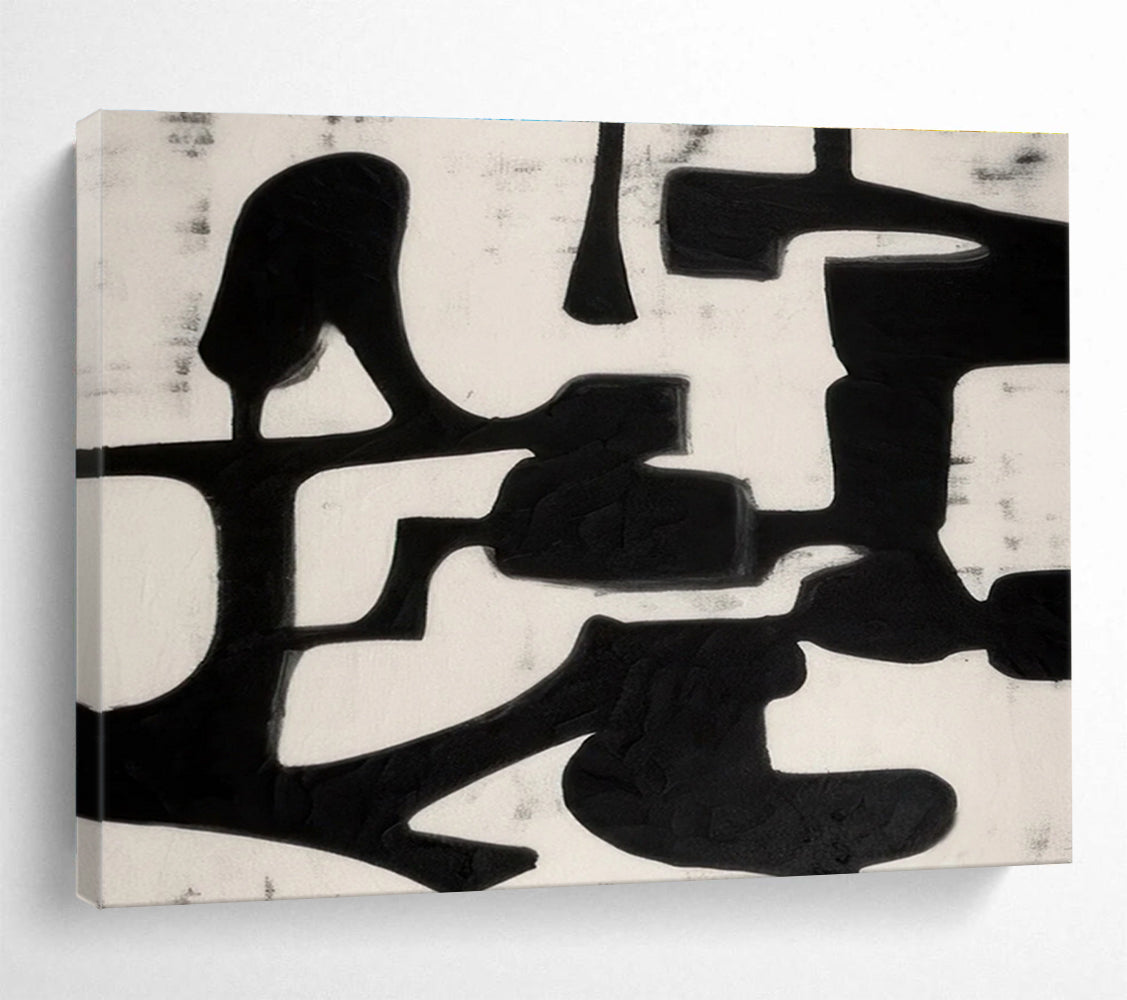 Black White Minimalist Abstract Painting THY062
