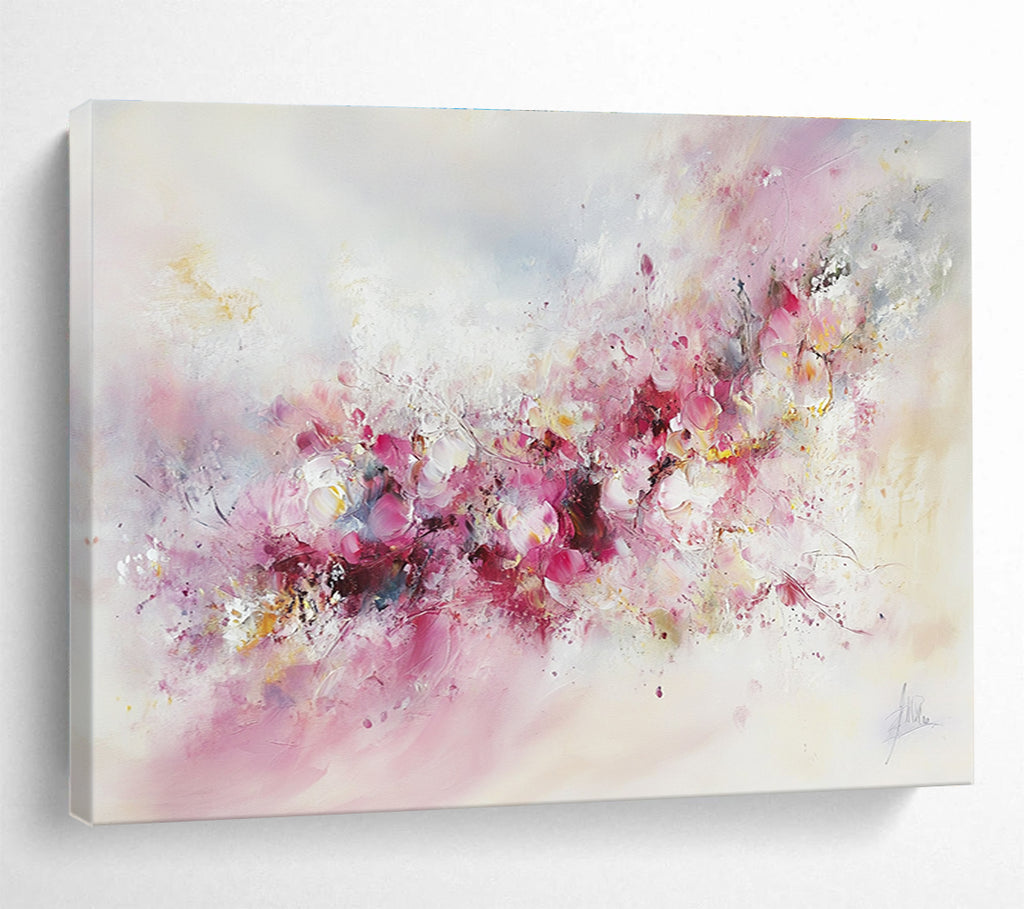 Soft Pink Floral Abstract Painting with Delicate Hues DYP350