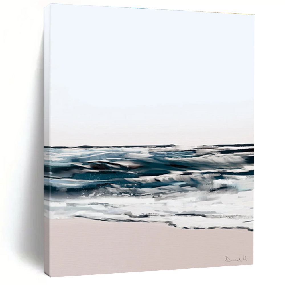 Abstract Coastal Scene with Soft Tones and Fluid Brushstrokes Painting ADGE208