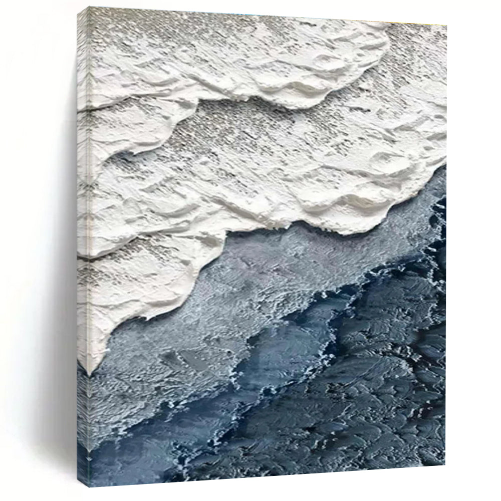 Gray and White Textured Wave Abstract Painting ADGE325