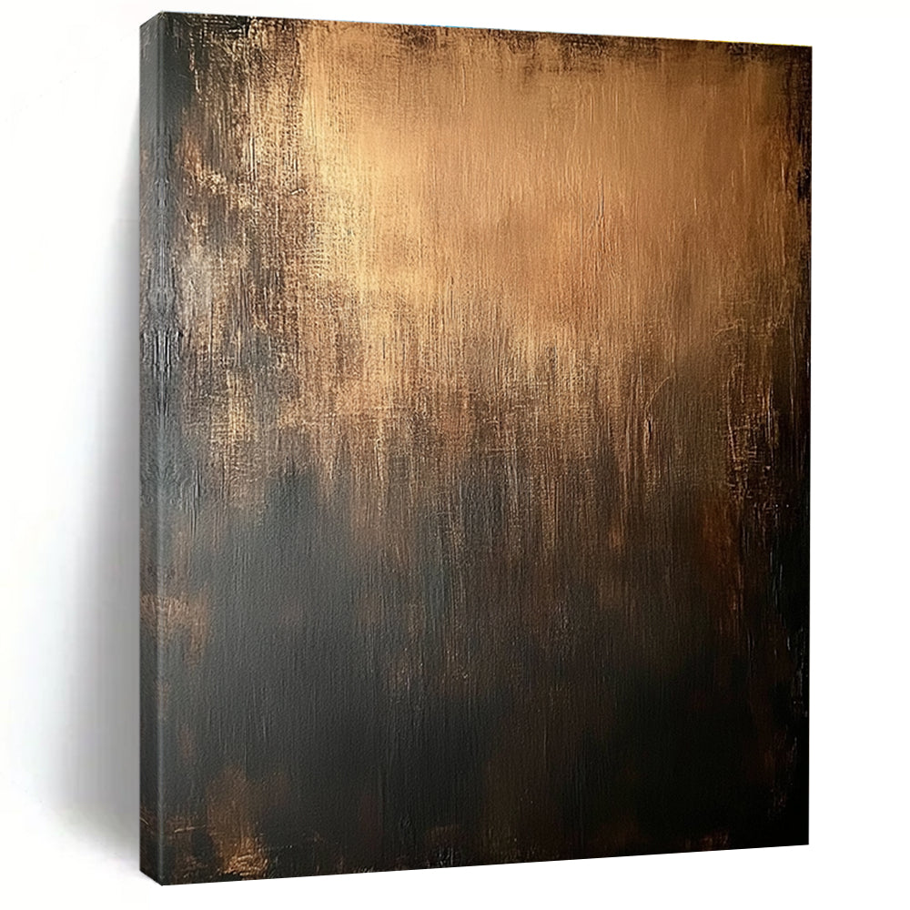 Bronze and Black Abstract Painting with Gradient Textures GER118