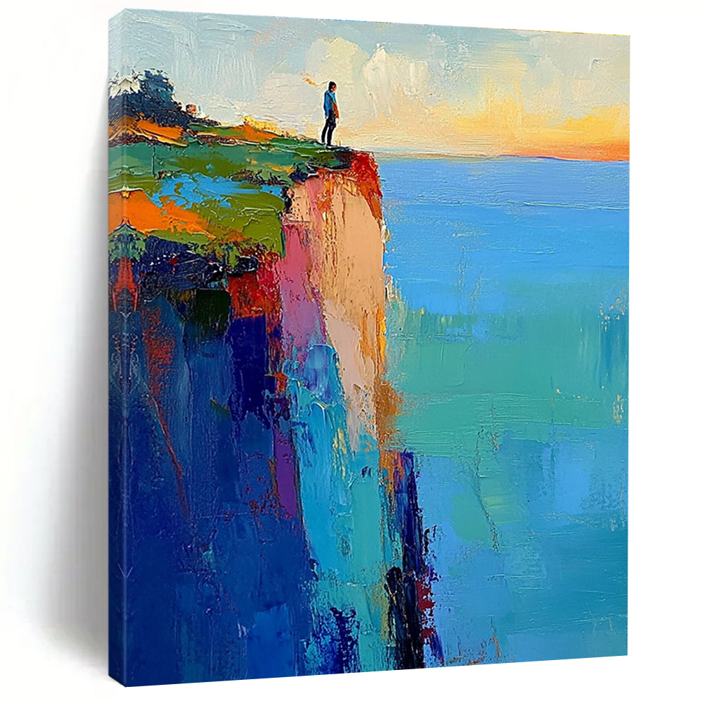 Abstract painting featuring blue and green landscapes rich in color with soft lighting and blurred edges creating an impressionist feel.STSC034