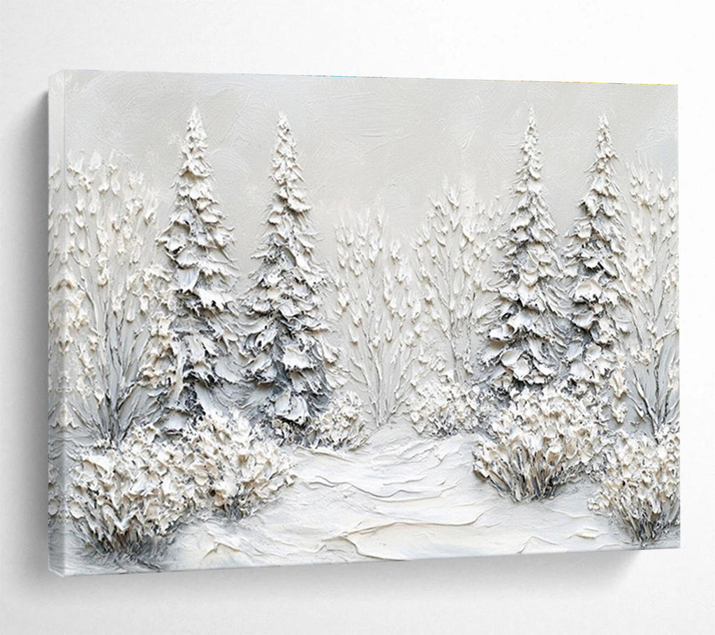 Textured Snowy Forest Abstract Painting THY422