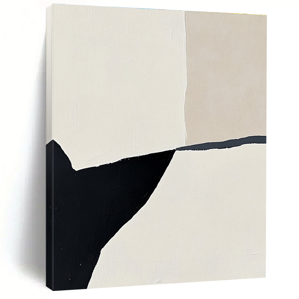 Black and Beige Abstract Painting with Geometric Shapes GER160