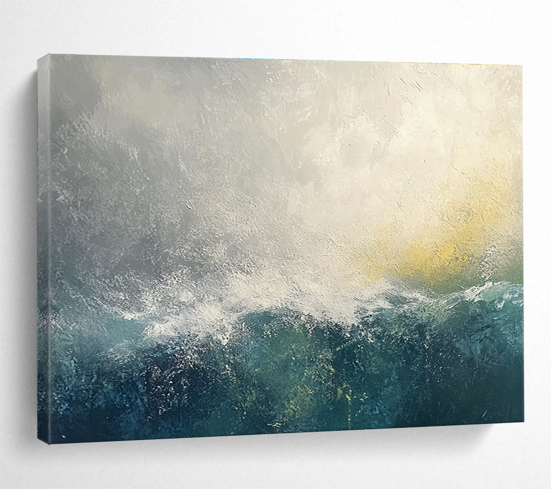 Stormy Sea Abstract Painting with Gray and Blue Hues DYP272
