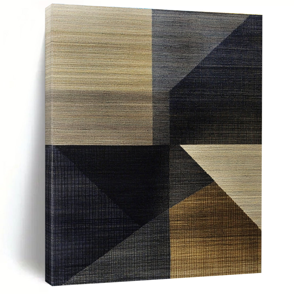 Neutral Tones Geometric Patchwork Abstract Art GER216