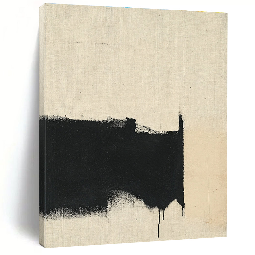 Black and Beige Drip Abstract Painting with Raw Expression GER179