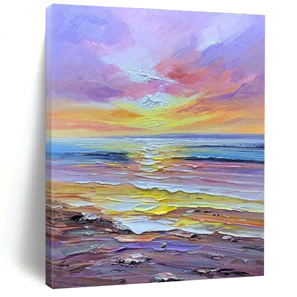 Pastel - hued Coastal Sunset Abstract Painting ADGE261