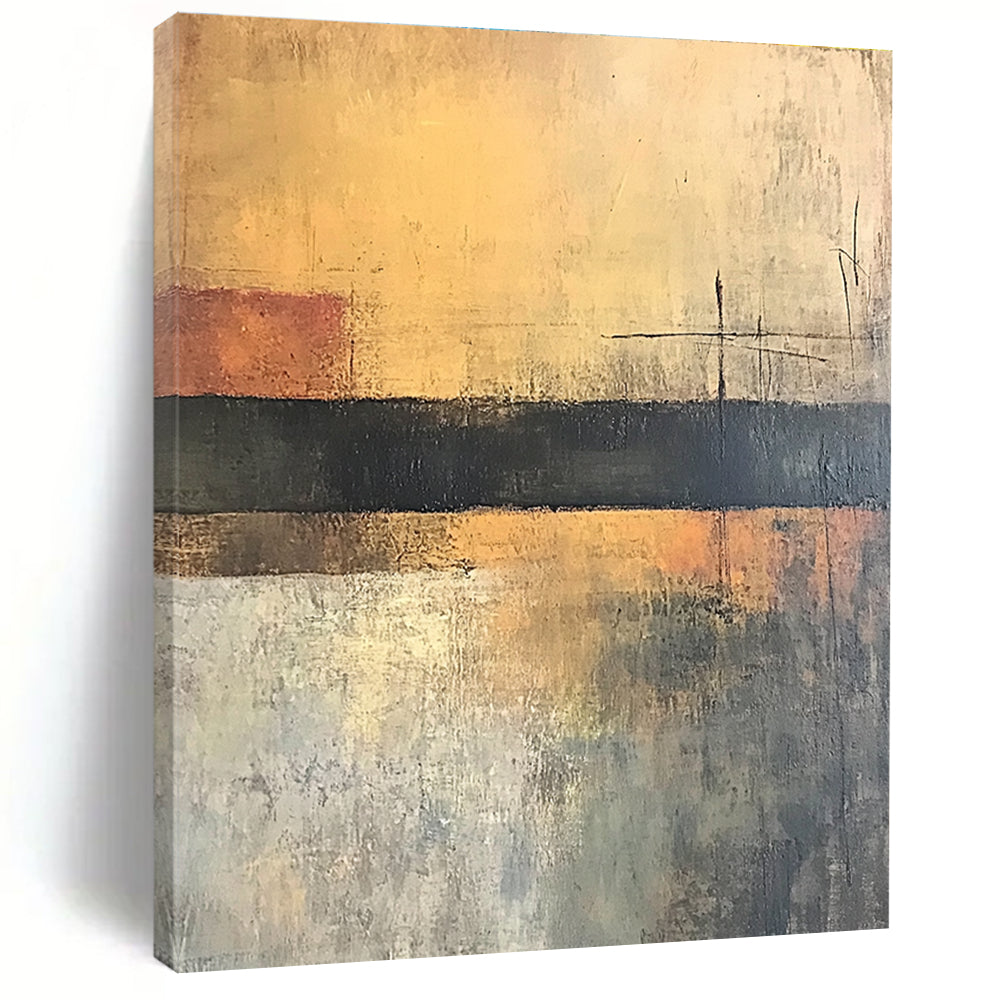 Earth Tone Minimalist Abstract Painting with Subtle Lines GER762