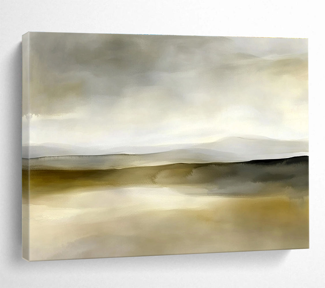 Neutral Landscape Abstract Painting in Gray and Beige DYP447