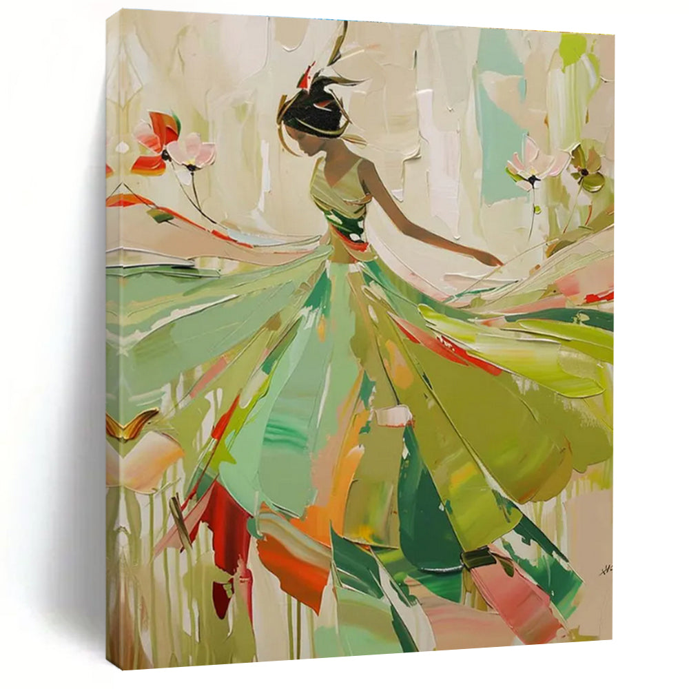 Colorful Dancing Lady Abstract Painting with Flowing Dress ADGE082