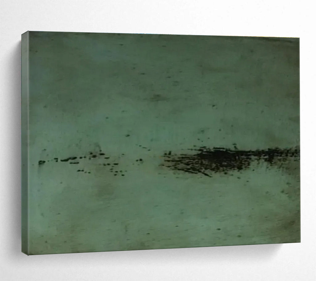 Green Textured Abstract Painting with Minimalist, Organic Feel THY395