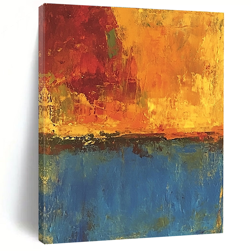 Orange Blue Abstract Painting with Expressive Layers GER795
