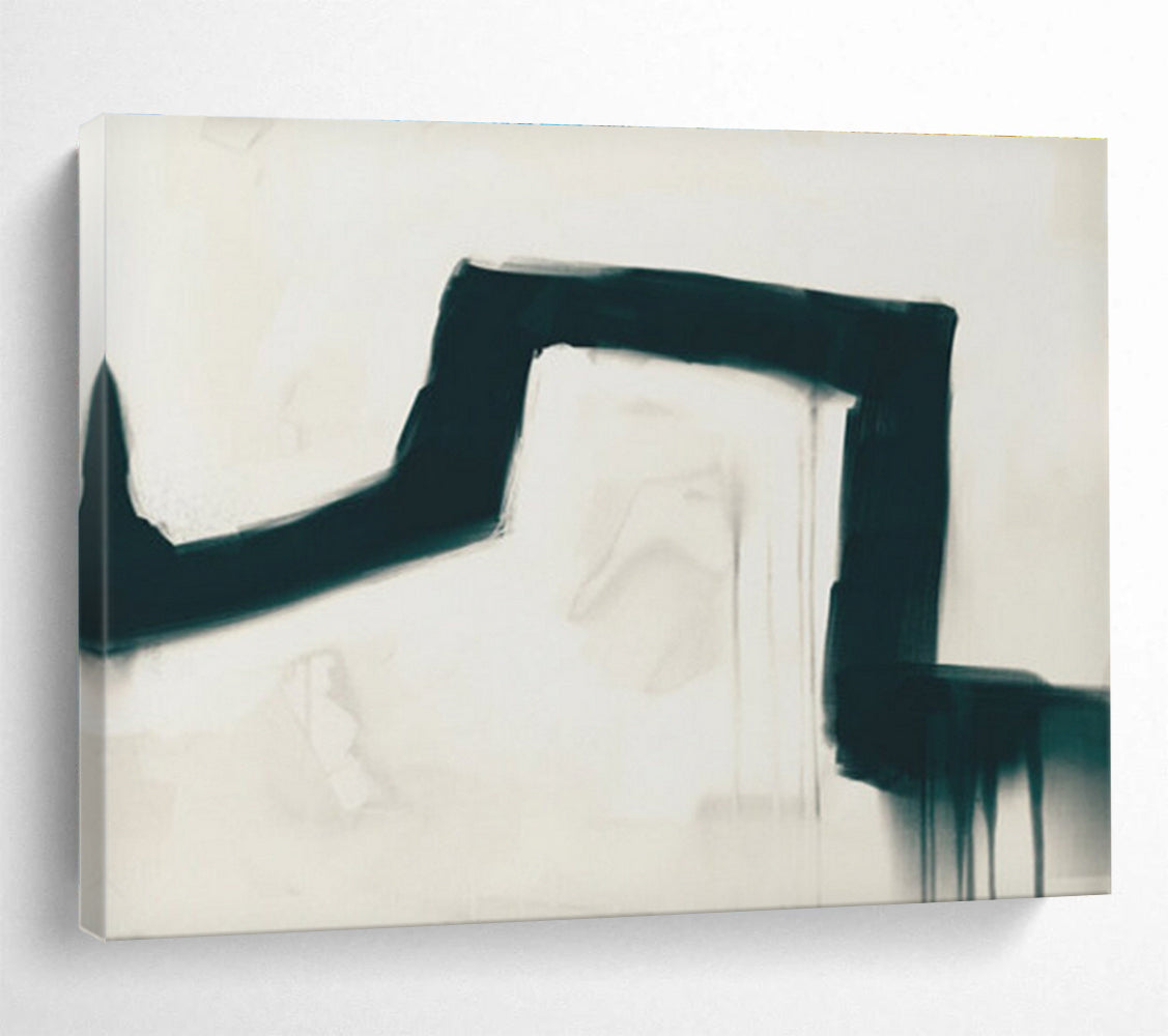 Black and White Drip Abstract Painting with Bold Strokes THY115
