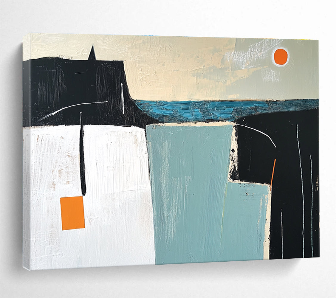 Minimalist Abstract Coastal Painting with Simple Shapes DYP546