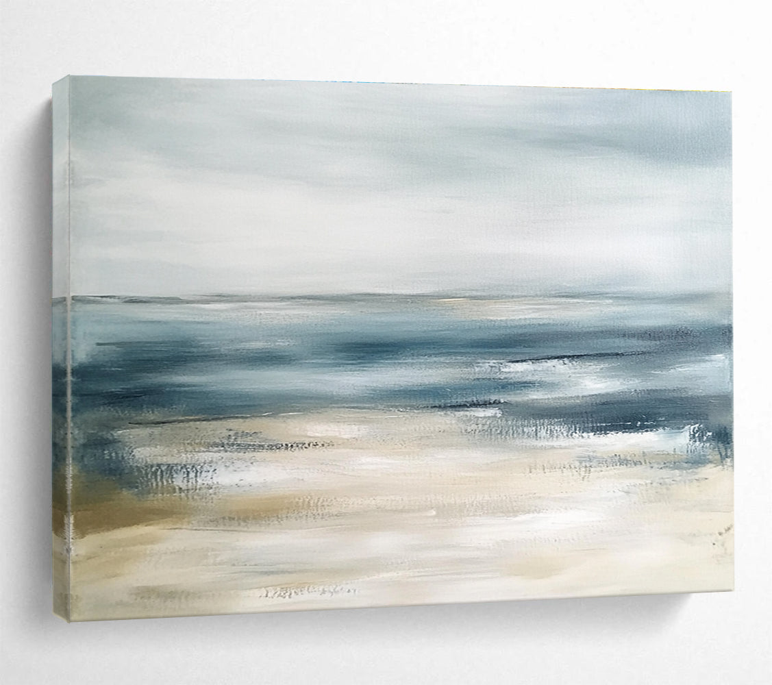 Blue Gray Sea Abstract Painting with Subtle Color Blends DYP436