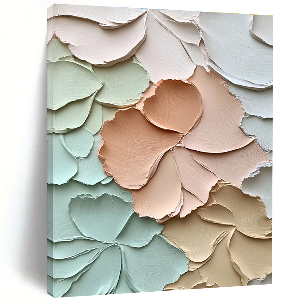 Pastel - Colored Floral Relief Abstract Painting with Textured Petals GER001