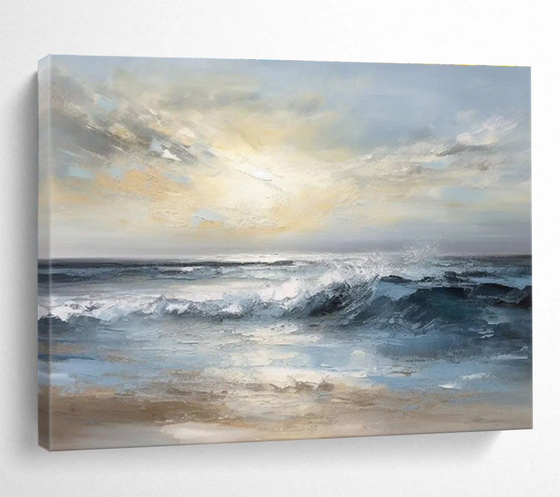 Calm Sea Abstract Painting with Soft Ocean Hues THY315