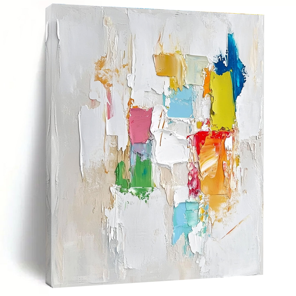 Colorful Block Abstract Painting with Thick Textures GER479
