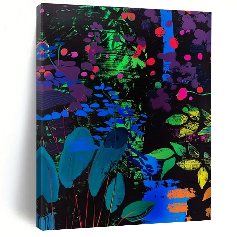 Neon - colored Abstract Forest Painting with Vibrant Foliage ADGE095