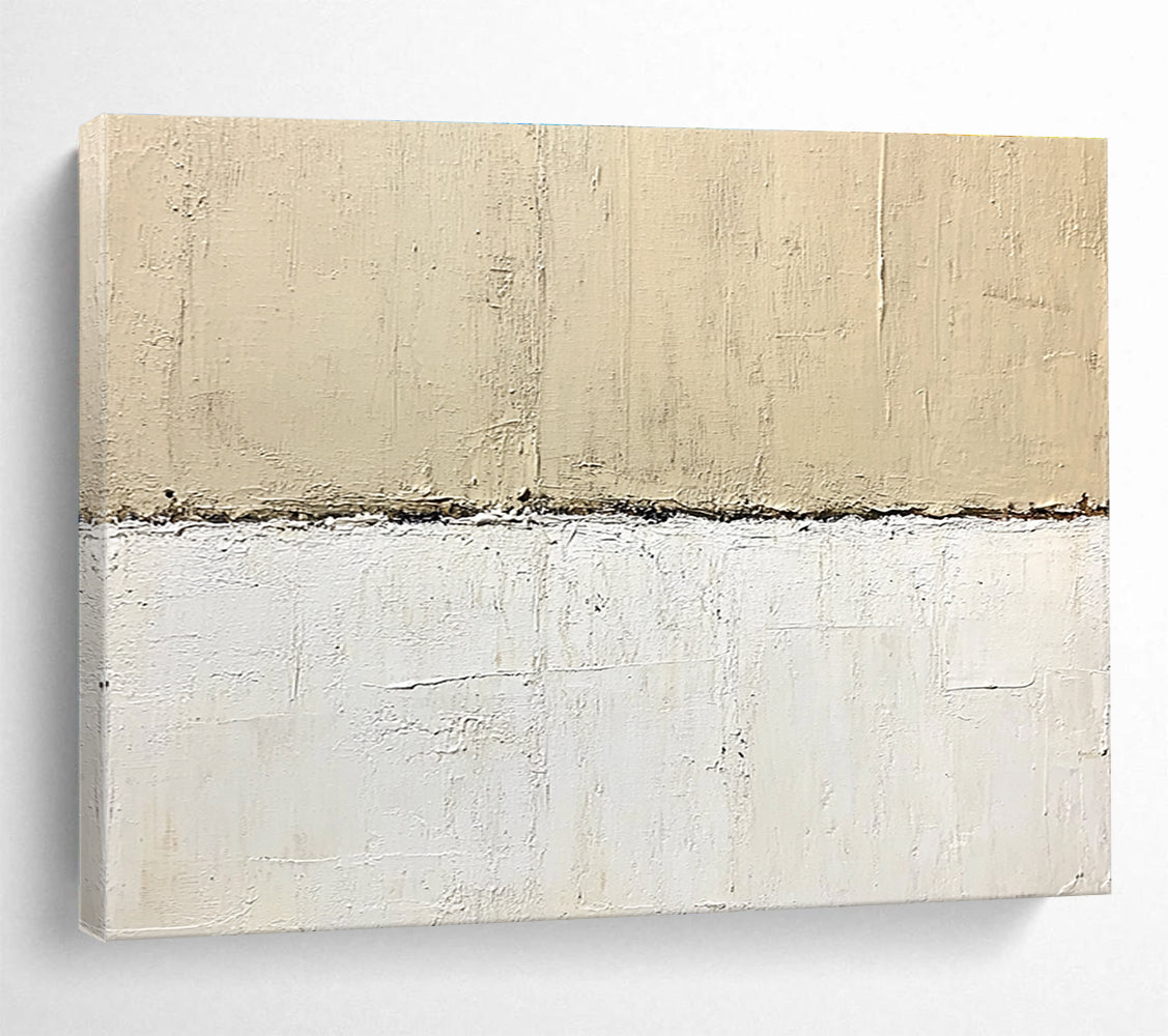 Textured Two - Tone Abstract Painting with Beige and White DYP322