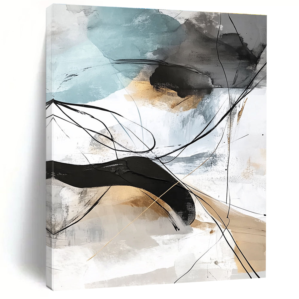 Line Art Abstract Painting with Subtle Colors GER448