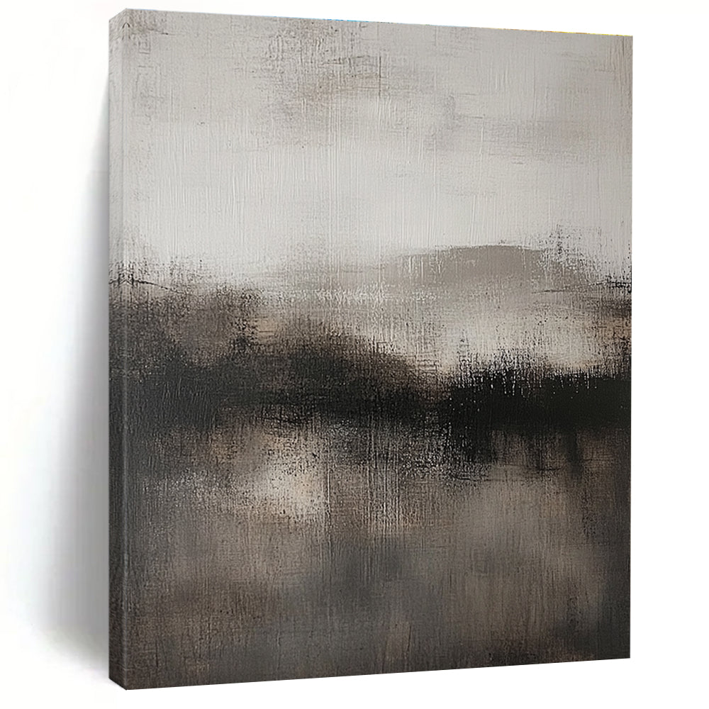 Large abstract artwork featuring neutral tones in gray and black with subtle textures for a sophisticated decor touch.STSC080
