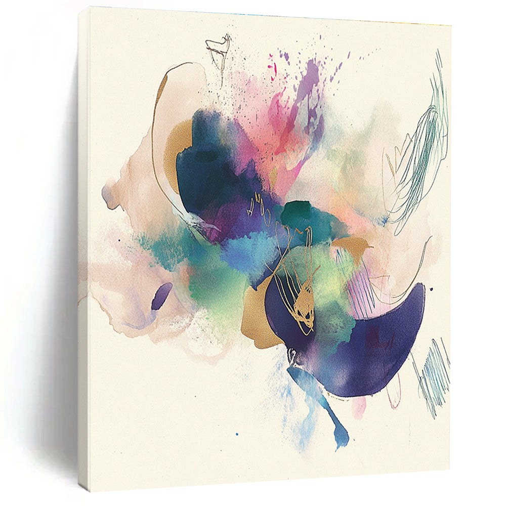 Colorful Ink - Splatter Abstract with Gold Accents GER276