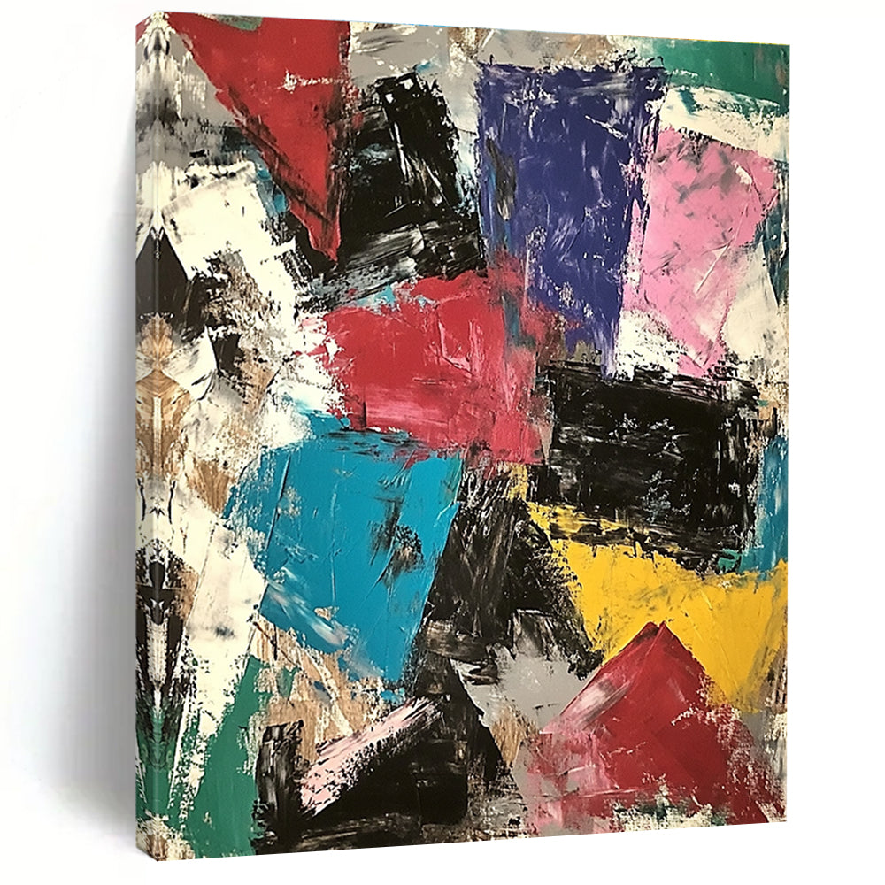 Multicolor Block Abstract Painting with Dynamic Composition GER749