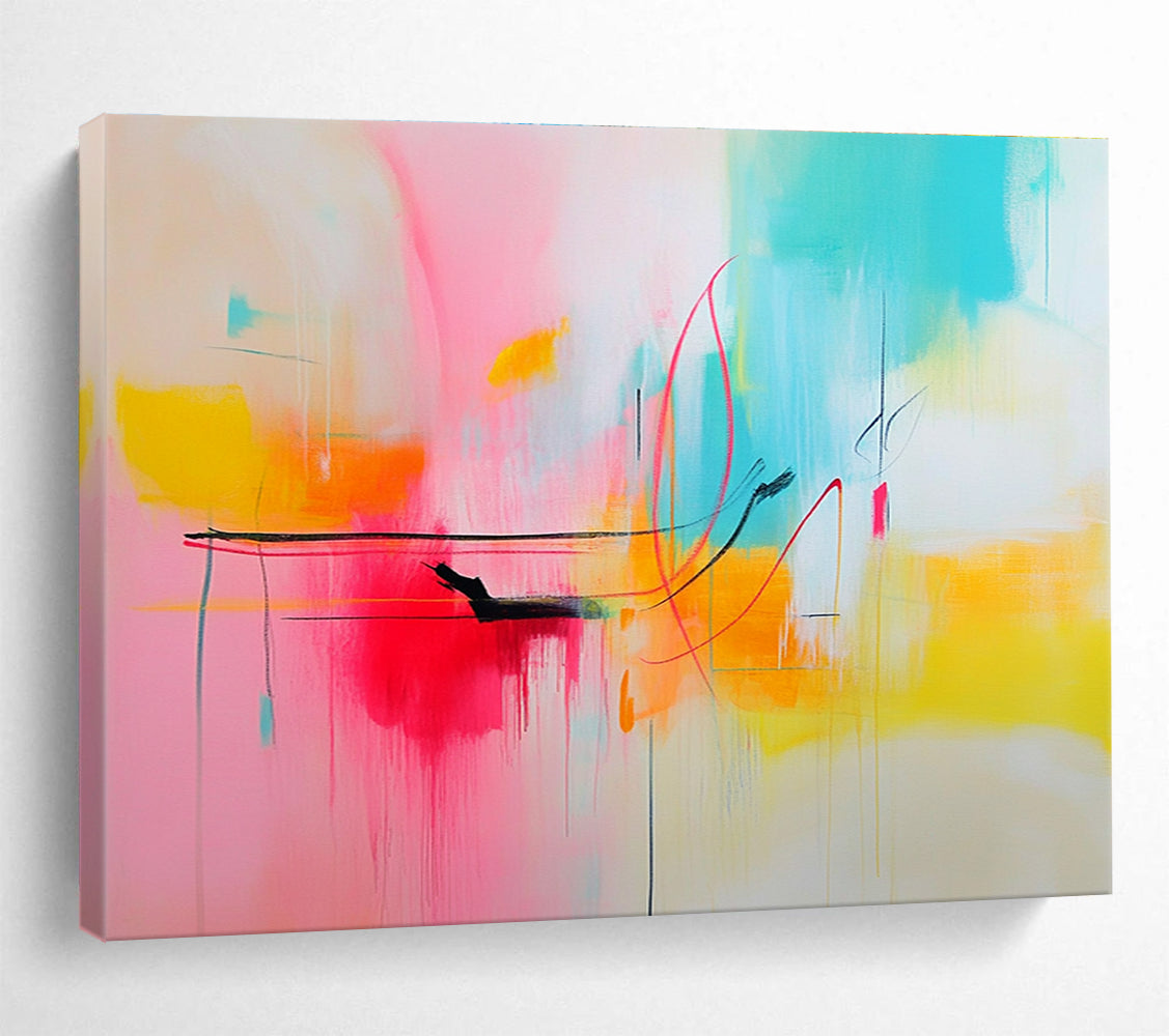 Colorful Pastel Abstract Painting with Delicate Lines DYP304