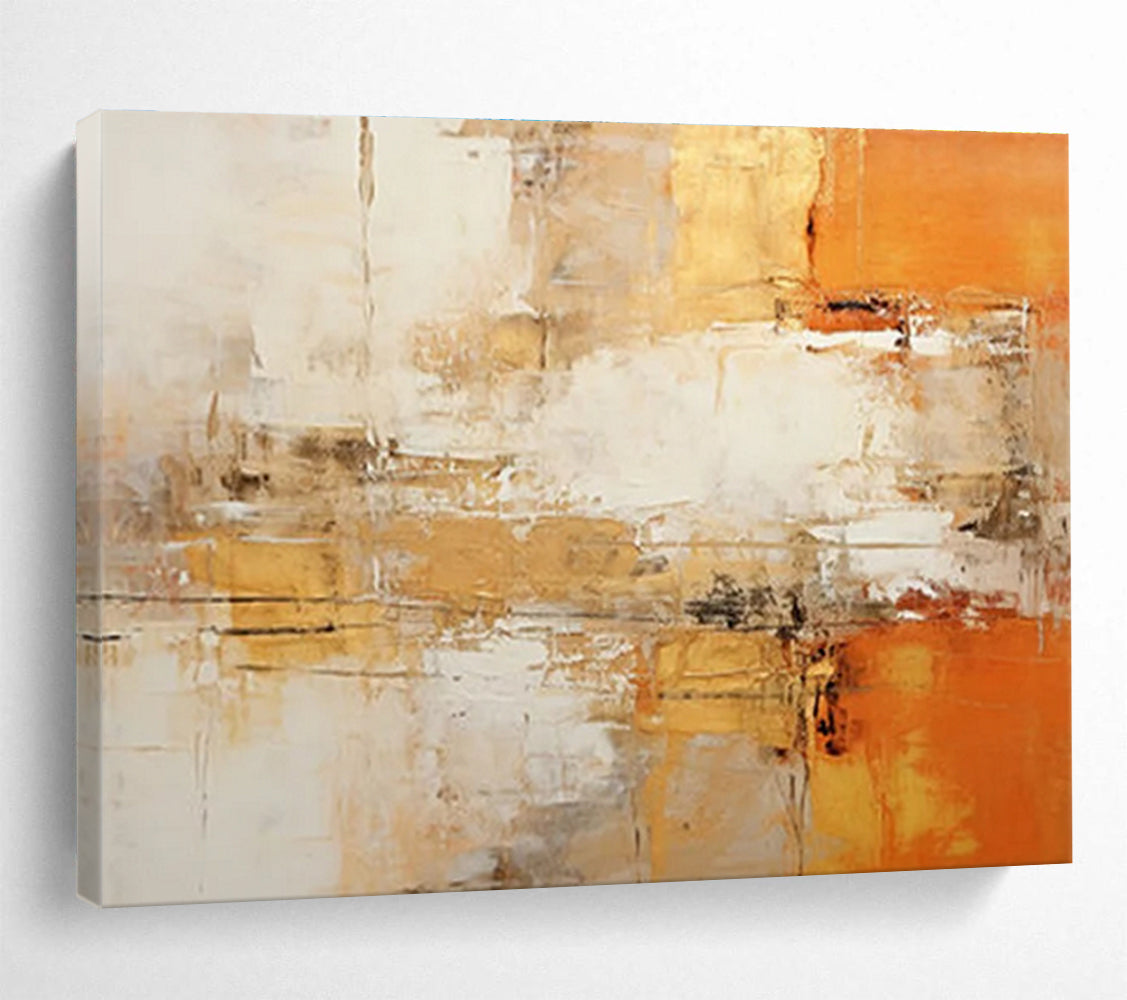 Orange Beige and White Abstract Painting THY095