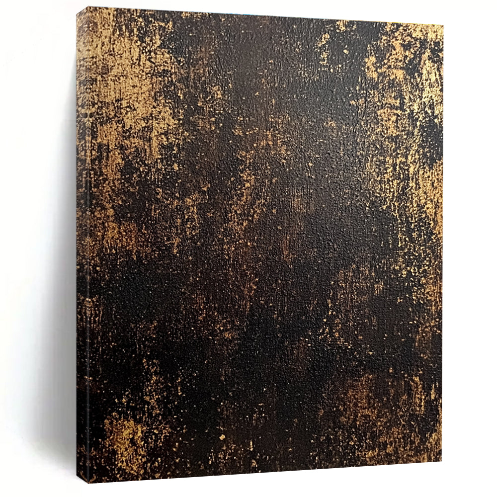 Black and Gold Abstract Painting with Vintage Patina GER102